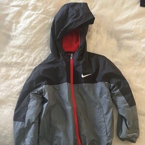 Nike Kids Black and Gray Raincoat with Red Accents never worn